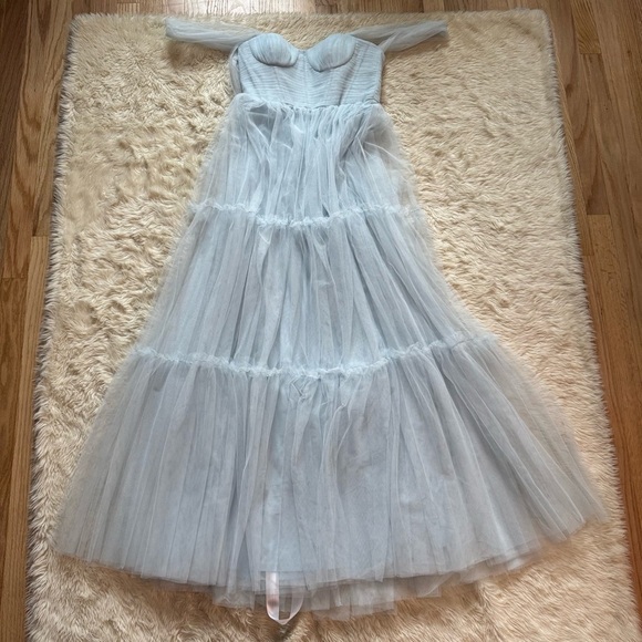 NWT Dessy Collection Ashlan Bustier Style Tulle Tiered Dress in Mist - Size 2 - Picture 4 of 10